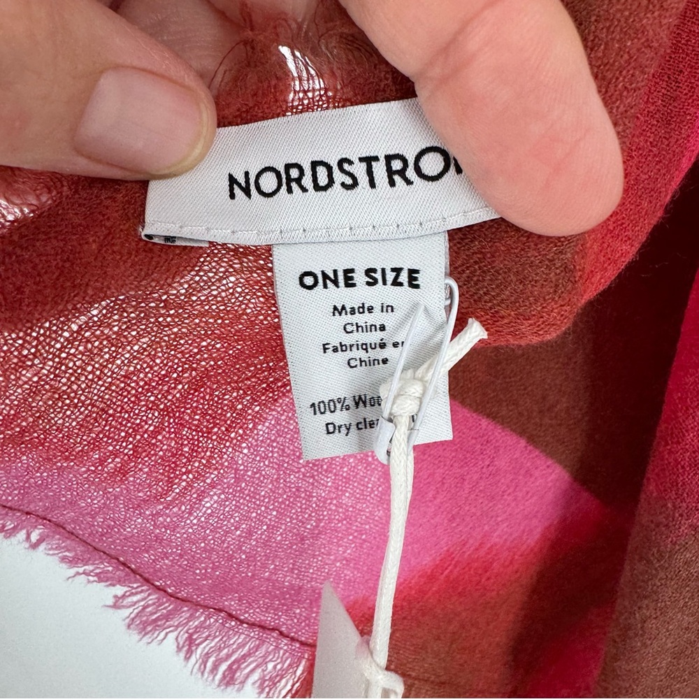 CLEARANCE Nordstrom NWT Pink Brown‎ Pink Rose Artistic Spots Scarf Tissue Weight - Picture 7 of 8